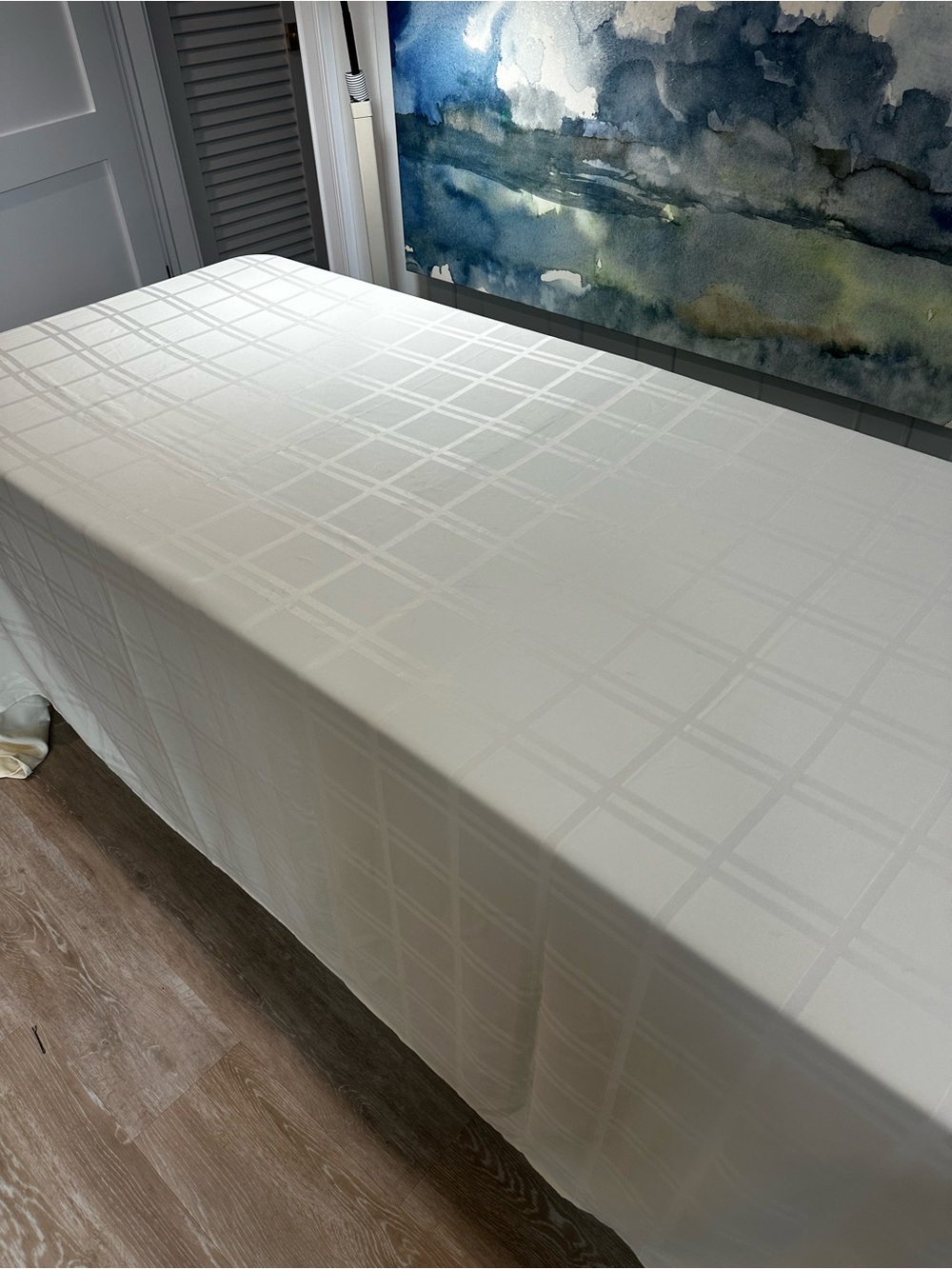 Elegant Ivory Plaid Tablecloth for Home Dining 60 x 100